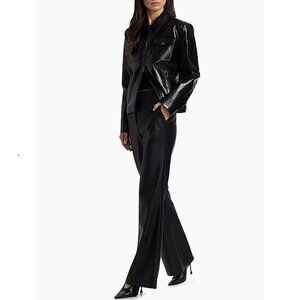 Toccin Juno Crocodile-Embossed Faux Leather Moto Jacket Sample - Size 4/Sm -NWT